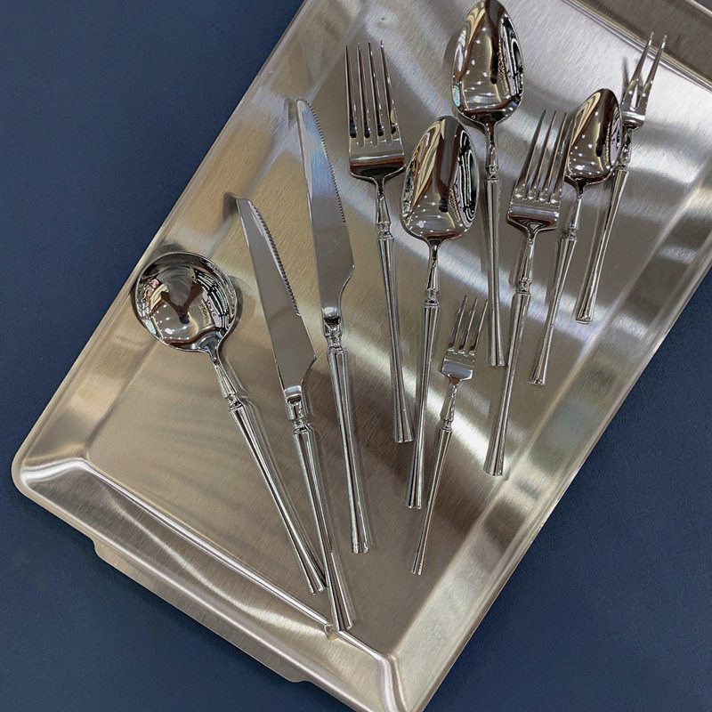 Small Waist Mirror Steak Knife, Fork and Spoon Three-Piece Set 304 Stainless Steel Fruit Fork Coffee Spoon Soup Spoon Tableware Set