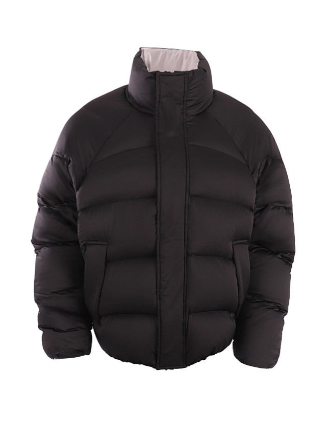 Cross-Border Factory New White Duck down Short down Jacket Men's Thickened Warm Stand Collar Zipper Pocket Solid Color Fashion