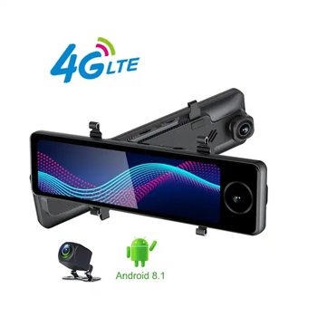 The new three-recording driving recorder 10.88-inch streaming media rearview mirror reversing image Android navigation integrated