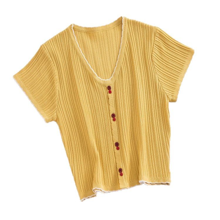 Womens Summer T Shirt Sweet Style Slim Fit V Neck Short Sleeve Ice Silk Casual Wear Low MOQ Available