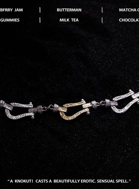 唐草纹金银拼色马蹄双扣头吊坠