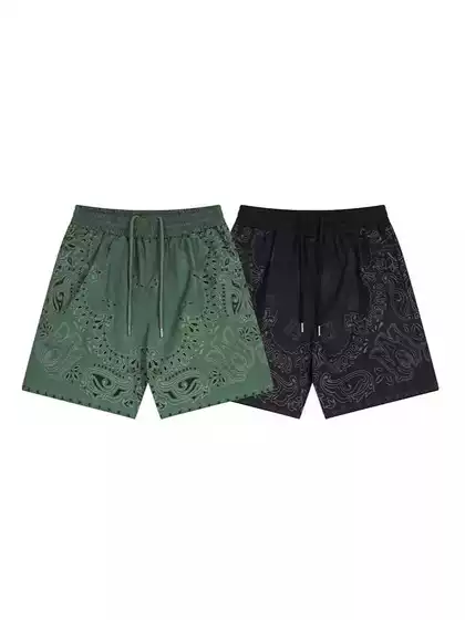 Cross-border European and American fashion brand amri national cashew flower totem casual short-sleeved shirt shorts men's and women's suit fashion wholesale