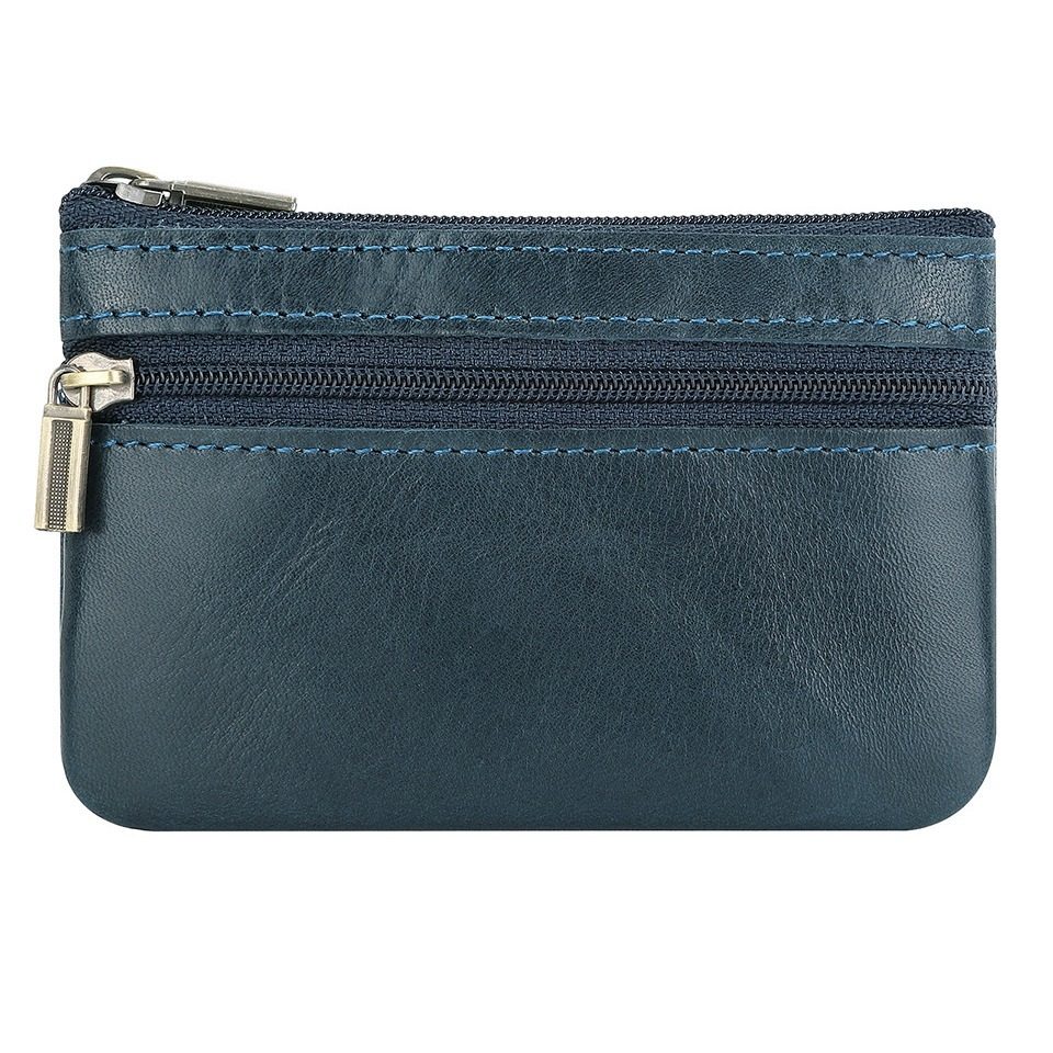 Foreign Trade Supply Leather Coin Purse for Women, Coin Storage Bag, Crazy Horse Leather Zipper Key Bag, Card Holder, Wear-Resistant