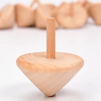 Wooden Top Traditional Nostalgic Toy Children Wooden Log Rotating Top Interactive Toy for Kindergarten Log Color