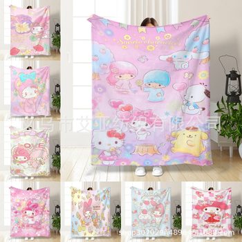 Cross-Border Cartoon Children's Sanrio Flannel Blanket Digital Printing Blanket Four-Season Air-Conditioning Blanket Lunch Break Blanket