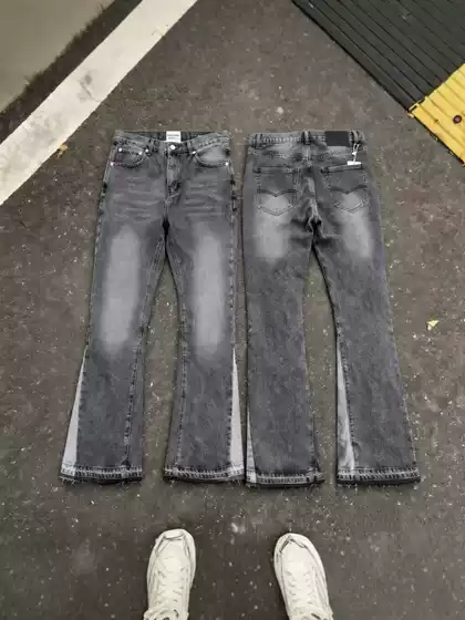 Gallery Dept American retro washed distressed flared jeans for men, loose straight casual long pants, trendy