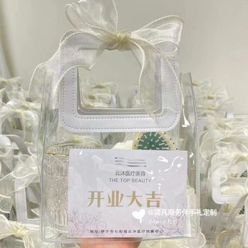Transparent pvc handbag with hand gift bag birthday gift bag thickened plastic packaging bag in stock wholesale