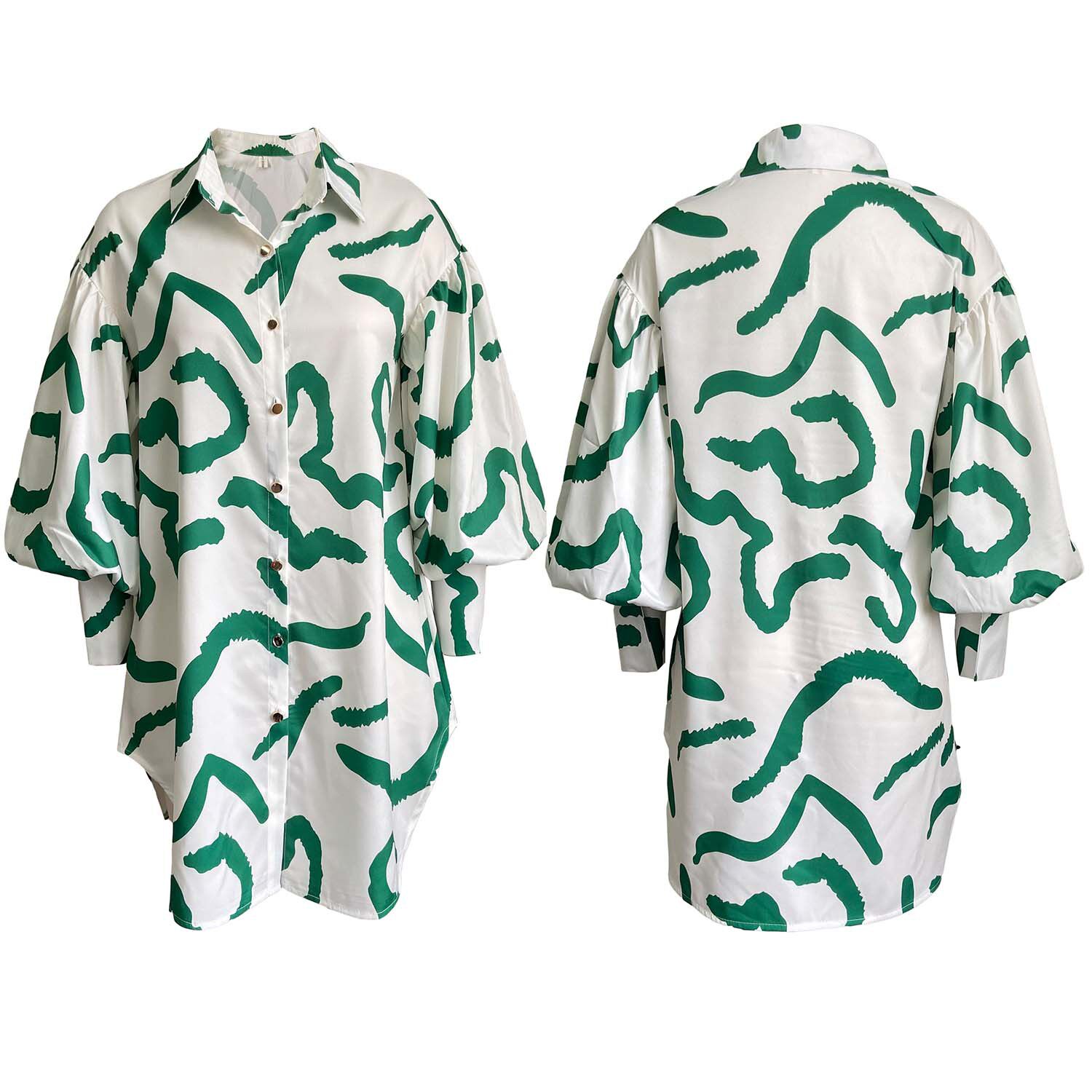 Loose Fit Floral Print Shirt Dress Plus Size Elegant Collar Comfortable Fabric Casual Office Wear Wholesale