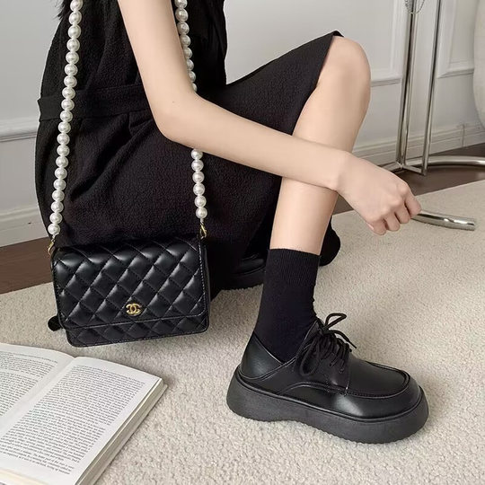 Women's thick-soled shoes British style leather shoes spring new design versatile big head retro Spring cross-border wholesale