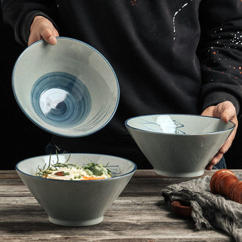 Jingdezhen Japanese Ceramic Tableware Hand-painted 9-inch Bucket Bowl Ramen Wutong Bowl Large Thickened Noodle Bowl