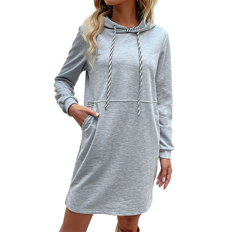 Striped Color Block Sweatshirt Dress Womens Fashion Autumn Winter Style Casual Wear Wholesale Available