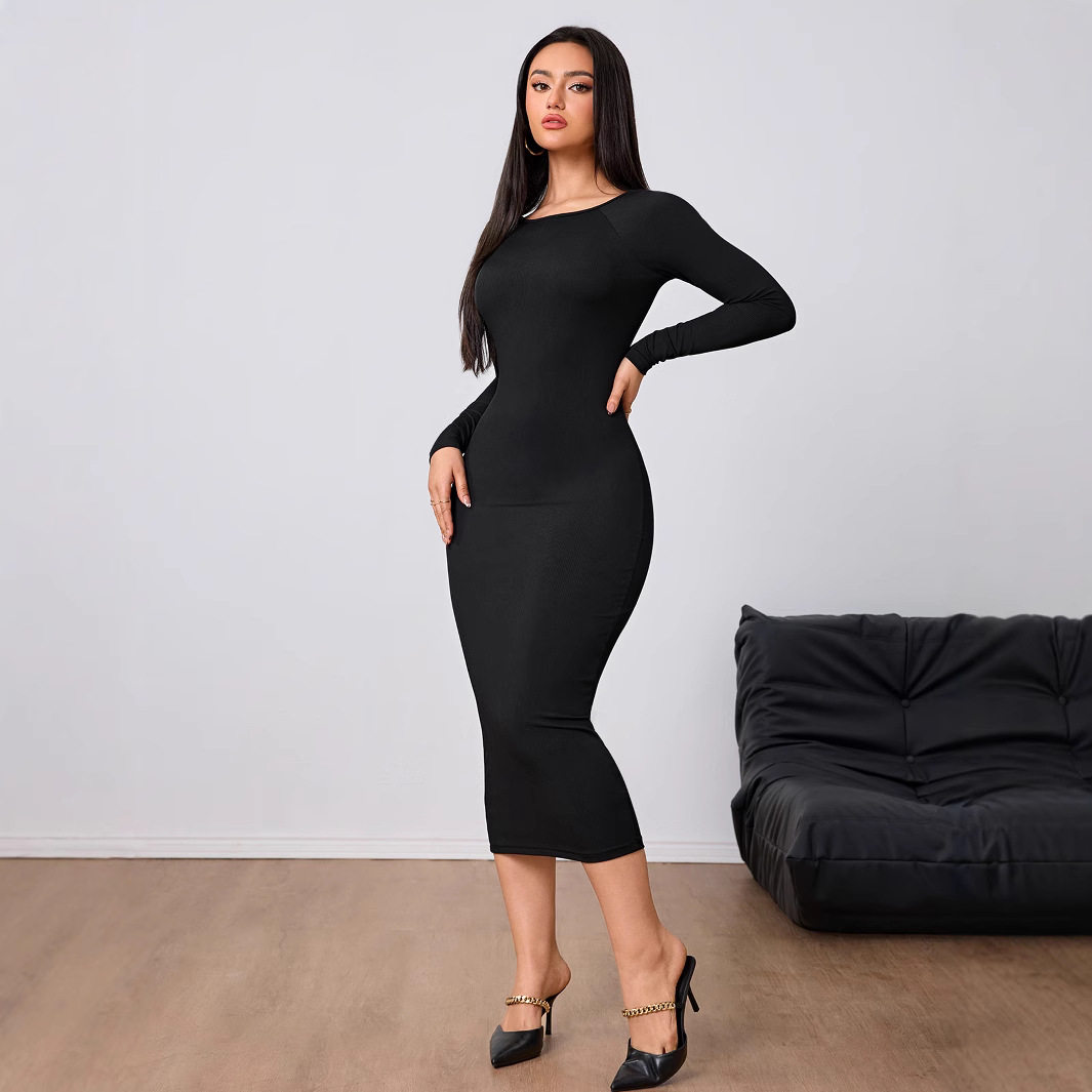 Fashionable Womens Midi Dress Simple Design Sexy Backless Bodycon Fit Spring Summer Occasion Wholesale Available