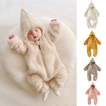 Baby Crawling Clothes 2026 Spring and Autumn New Style Warm Boys' and Girls' One-Piece Fleece Baby Clothes Outdoor Wear Children's Clothing