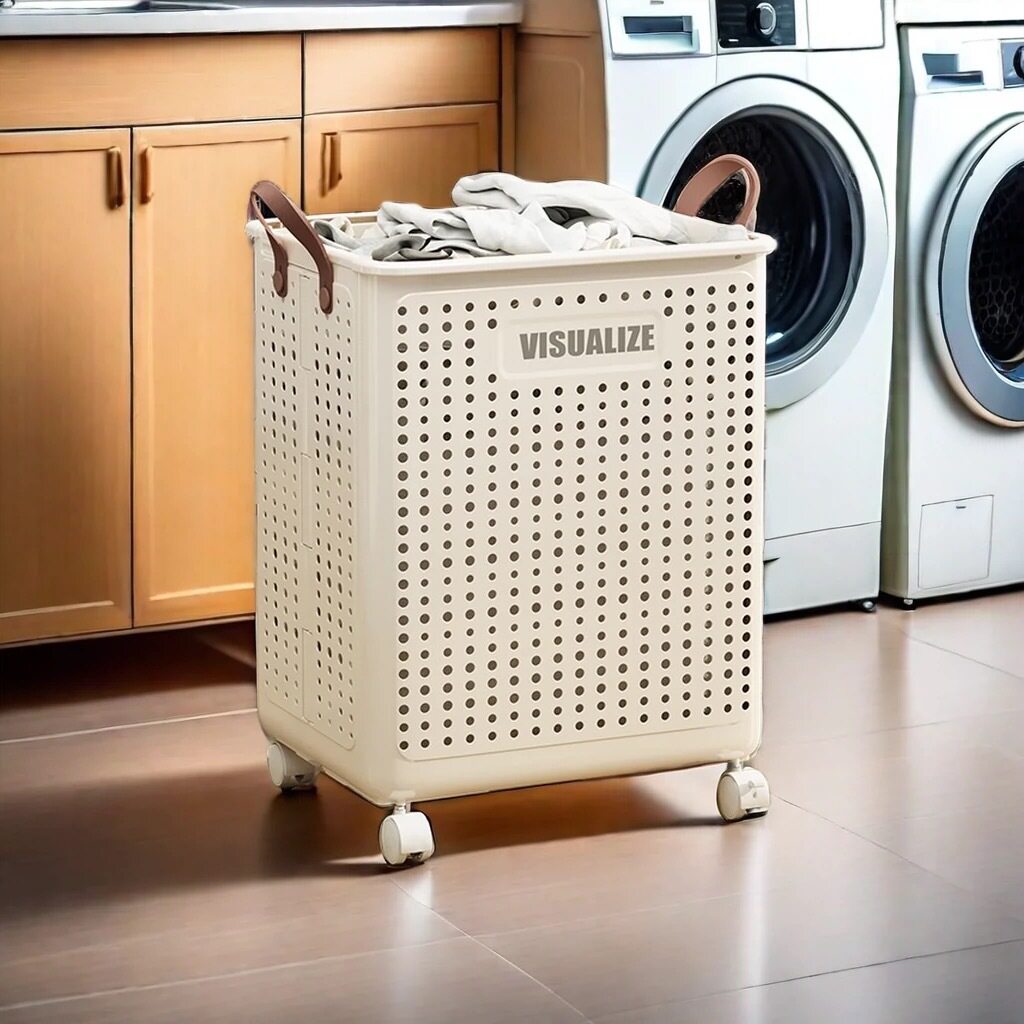 Foldable Dirty Clothes Basket Cart Storage Dirty Clothes Basket Large Capacity Household Bathroom Bathroom Dirty Clothes Storage Basket