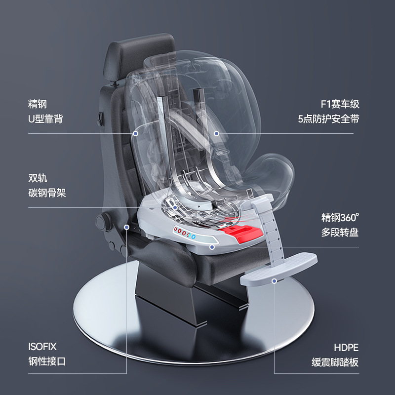 儿童安全座椅汽车用婴儿车载0-12岁通用座椅360度旋转可坐躺