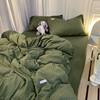 Light Luxury Washed Cotton Waffle Bedding Four-Piece Set Olive Green Duvet Cover Bed Sheet Dormitory Three-Piece Set Wholesale