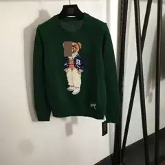 New Stylish Bear-Shaped Jacquard Pattern Wool Blend Long-Sleeve Pullover Knit Sweater for Autumn and Winter