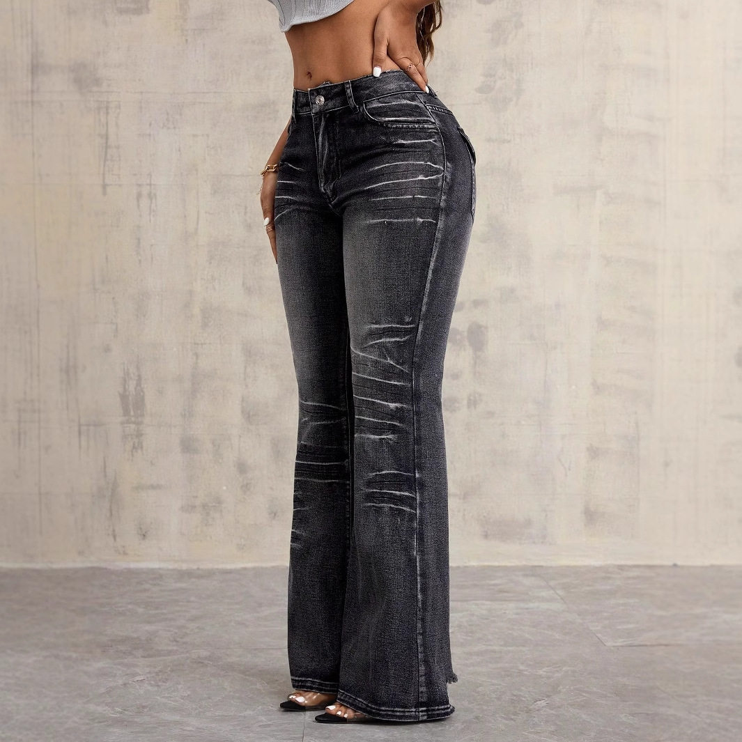 Fashionable Womens Flared Denim Jeans High Waist Non Skinny Fit Casual Style Perfect for Everyday Wear Wholesale