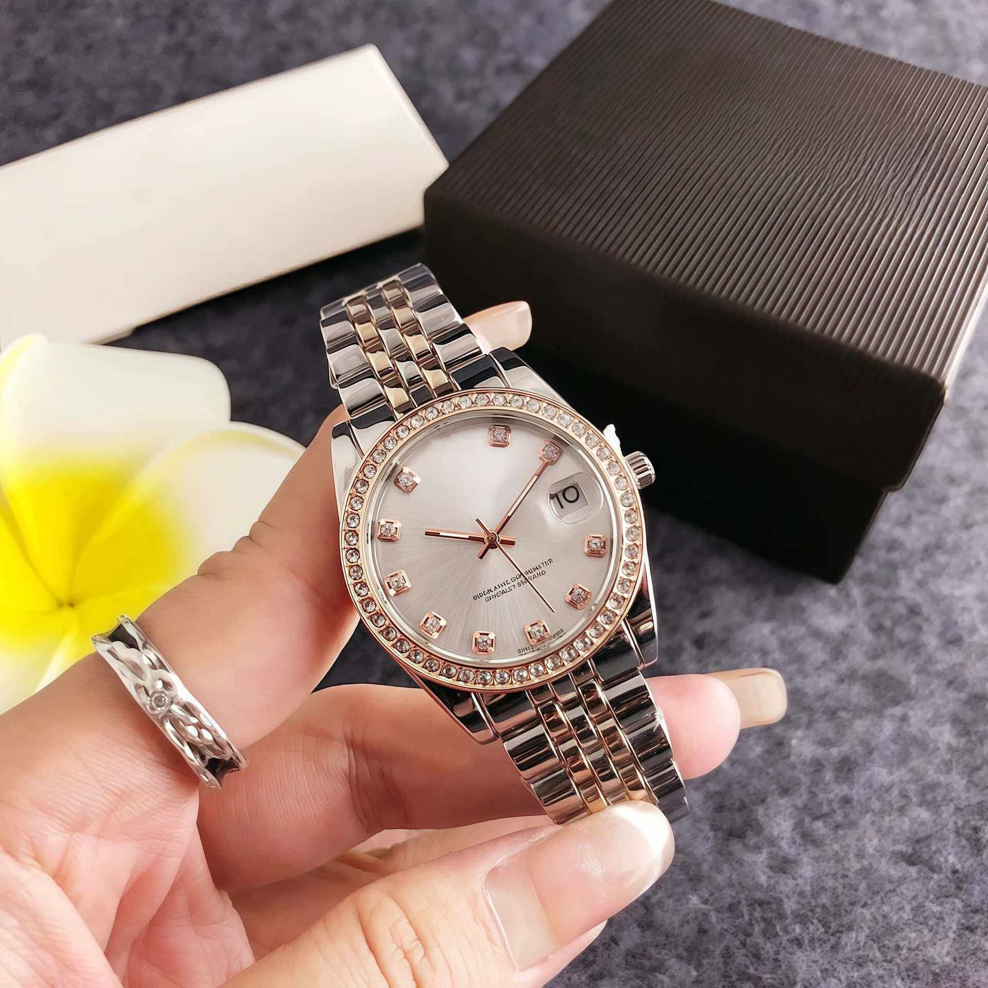 Calendar Quartz Fashion Personalized Men's and Women's Watches Wholesale Factory Direct Sales Foreign Trade Best-Selling Round Diamond Large Dial Watch