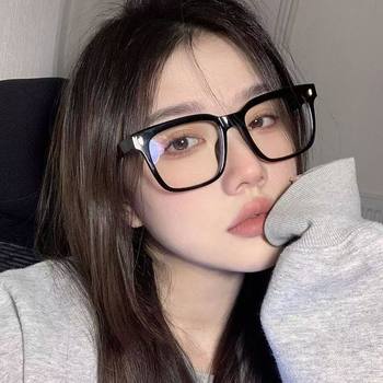 Square anti-blue light myopia new large frame glasses plain plain glasses men's thick frame glasses frame Zhao Lusi same