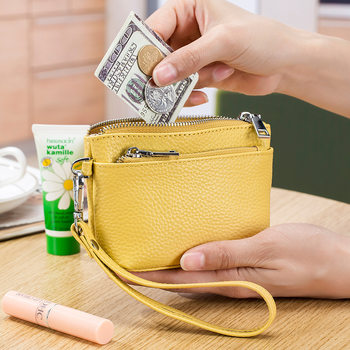 Foreign Trade Fashion Coin Purse Women's Genuine Leather Simple Multifunctional Small Coin Bag Hand Zipper Coin Bag Cross-border