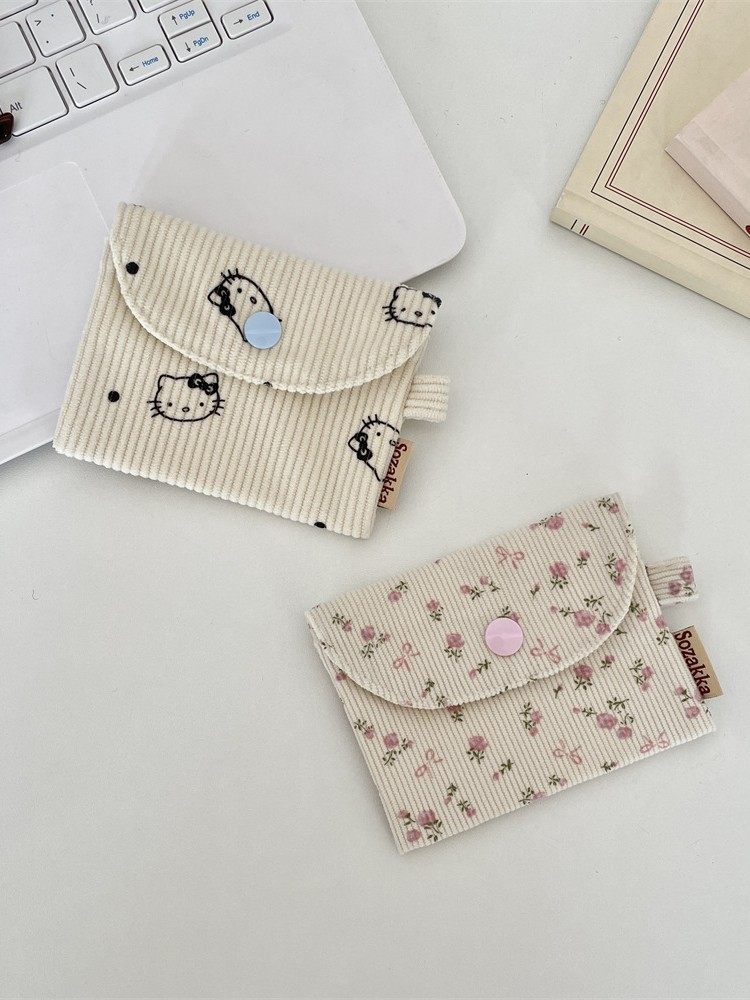 511242 Corduroy Small Coin Purse Card Holder Coin Storage Student Wallet Card Holder Id Card Bag