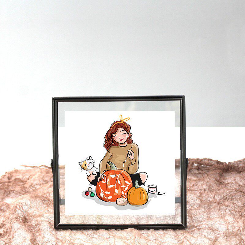 Simple ins Transparent U-shaped Metal Electroplated Photo Frame 6-inch Set Table a4 Acrylic Square Dried Glass Ornaments