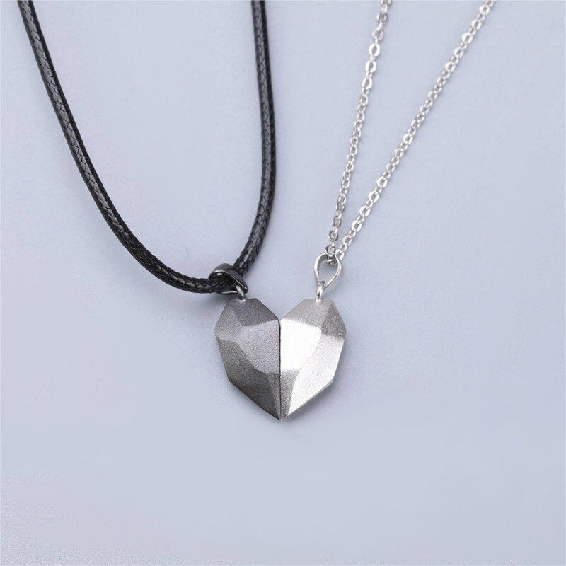 Love Magnetic Versatile Couple Necklace Pendant Simple Wishing Stone Heart-Shaped Ins Clavicle Chain Jewelry Pair Wholesale
