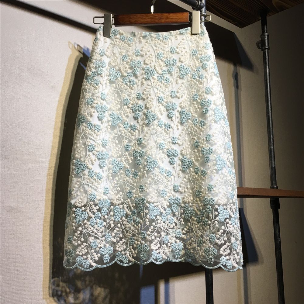 High Waisted Lace Mesh Midi Skirt A Line Silhouette Elegant Design Summer Fashion Wholesale Available