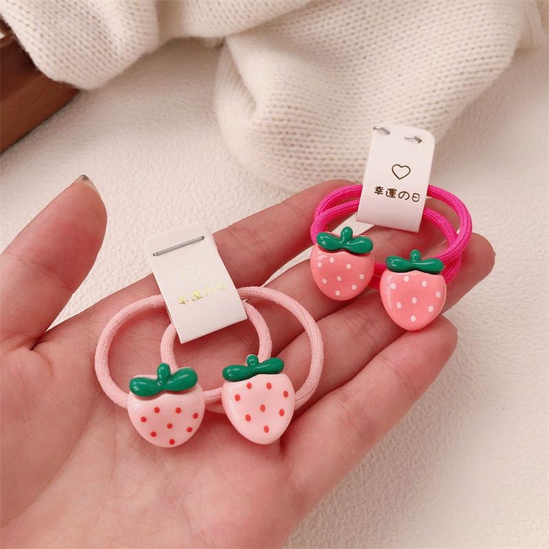 New Children's Strawberry Hair Band Does Not Hurt the Hair Little Girl's Ball Headband Hair Rope Cartoon Headband Hair Accessories