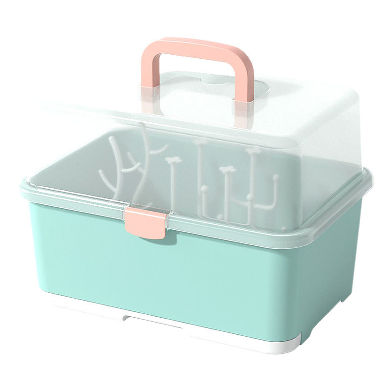 Baby Bottle Storage Box Baby Pacifier Milk Brush Storage Box Children's Bottle Drain Rack Dustproof Tableware Storage Box