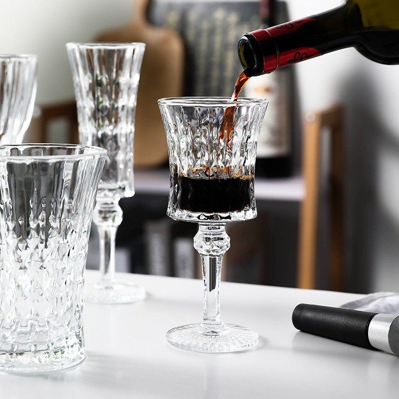 European-style high-end diamond crystal glass wine cup luxury goblet vintage wine glass niche painted Cup