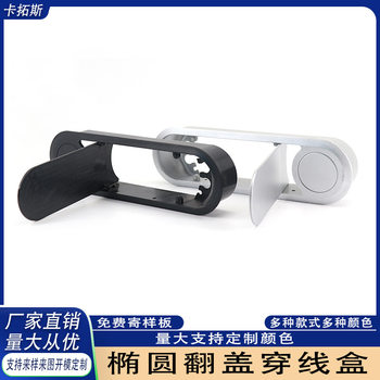 Plastic Oval Flip Cover Thread Box Thread Hole Cover for Computer Desk Thread Hole Cover for Desktop Decorative Cover