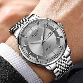 Large Dial Fashion Foreign Trade Popular Nine-Bead Solid Men's Watch Business Watch Dual Calendar Chinese and English Non-Mechanical