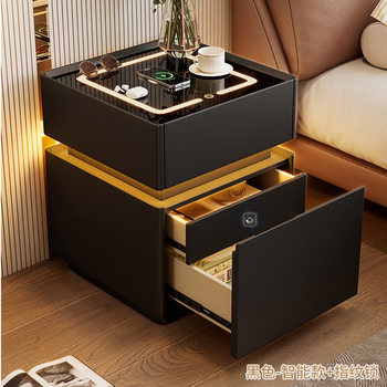 2025 New Suspended Smart Bedside Table, Light Luxury, High-End, Simple and Modern Wireless Charging Safe Bedside