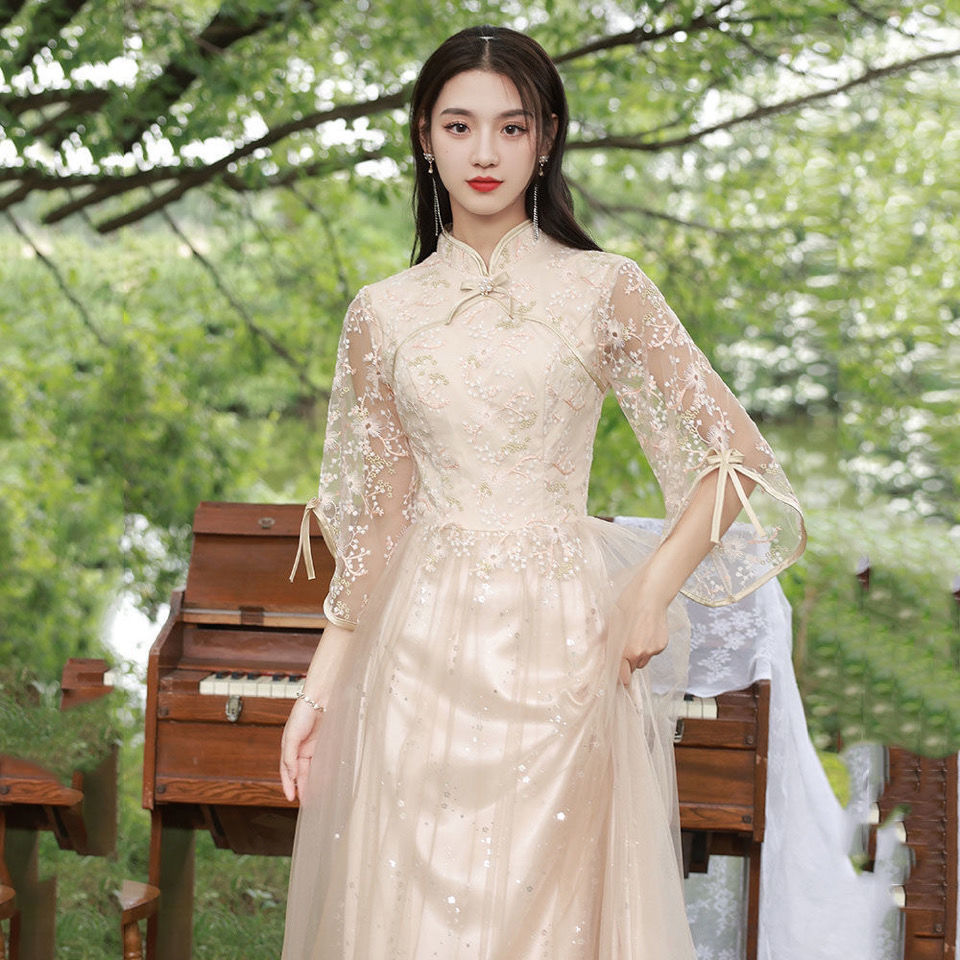 Bridesmaids Clothes Chinese style Spring Usually Can Wear 2022New China Wind In the long Model Sisters Group Clothes  伴娘服中式春夏平时可穿2022新款中国风中长款姐妹团礼服 Bridesmaids Clothes Chinese style Spring Usually Can Wear 2022New China Wind In the long Model Sisters Group Clothes 