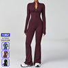 Cross-Border Zipper Cloud-Like Long-Sleeved Yoga Jumpsuit High-Intensity Fitness Sports All-In-One Bodysuit 2012