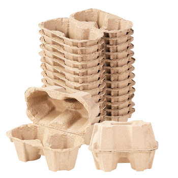 Disposable Egg Tray 2 Pieces Biodegradable Paper Pulp Environmentally Friendly Shockproof Takeaway Packaging Conjoined Egg Tray Packaging Box