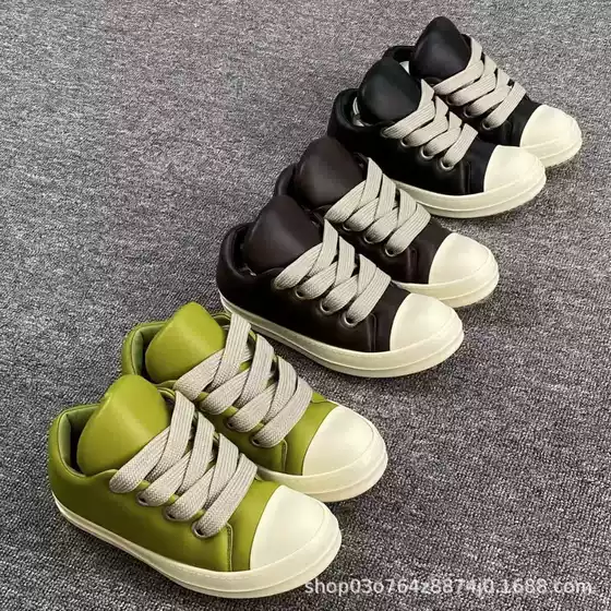 RO Owens Bread Shoes 2024 Chubby Ding Wide Strap Platform Sneakers for Lovers Trendy All-match Casual Sneakers