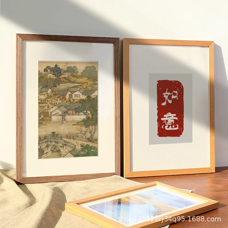 Solid Wood A4 Photo Frame Display Wall-Mounted Wooden A3 Cardboard Picture Frame Mounting Empty Frame Puzzle Mounting Frame Calligraphy Display Wholesale