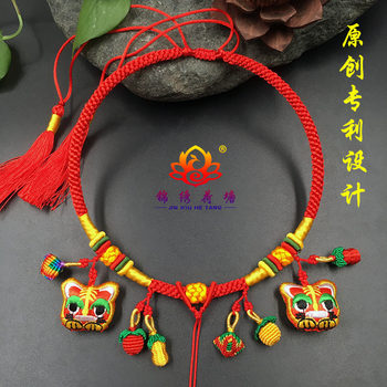 Wholesale Handmade Baby Necklace Cord, Braided Rope, Infant Gold Lock Pendant Lanyard, Hundred-Day Red String