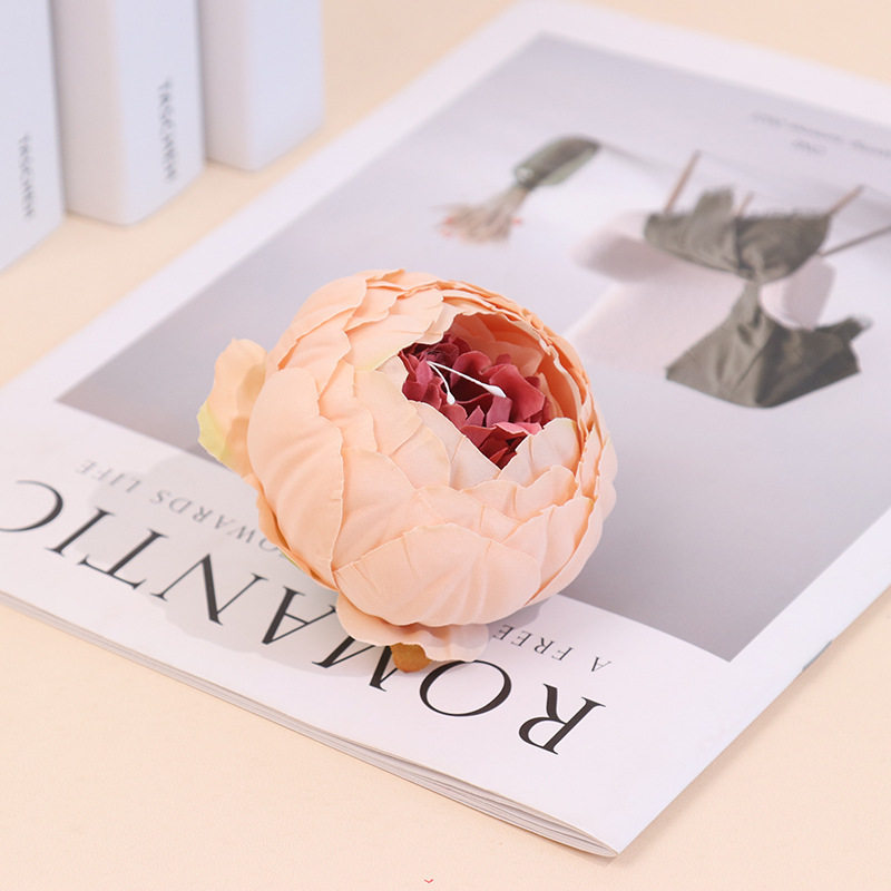 仿真花头苞心牡丹花朵礼盒装饰花墙制作跨境绢花婚庆背景软装假花