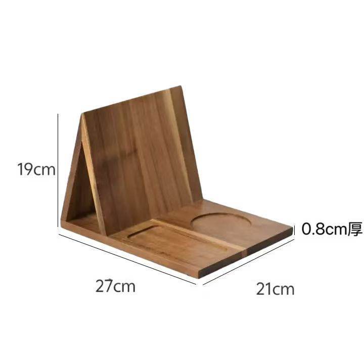 Cross-border New Solid Wood Triangle Book Stand Acacia Wood with Coaster Bracket Reading Rack Home Bedroom Desktop Bookshelf