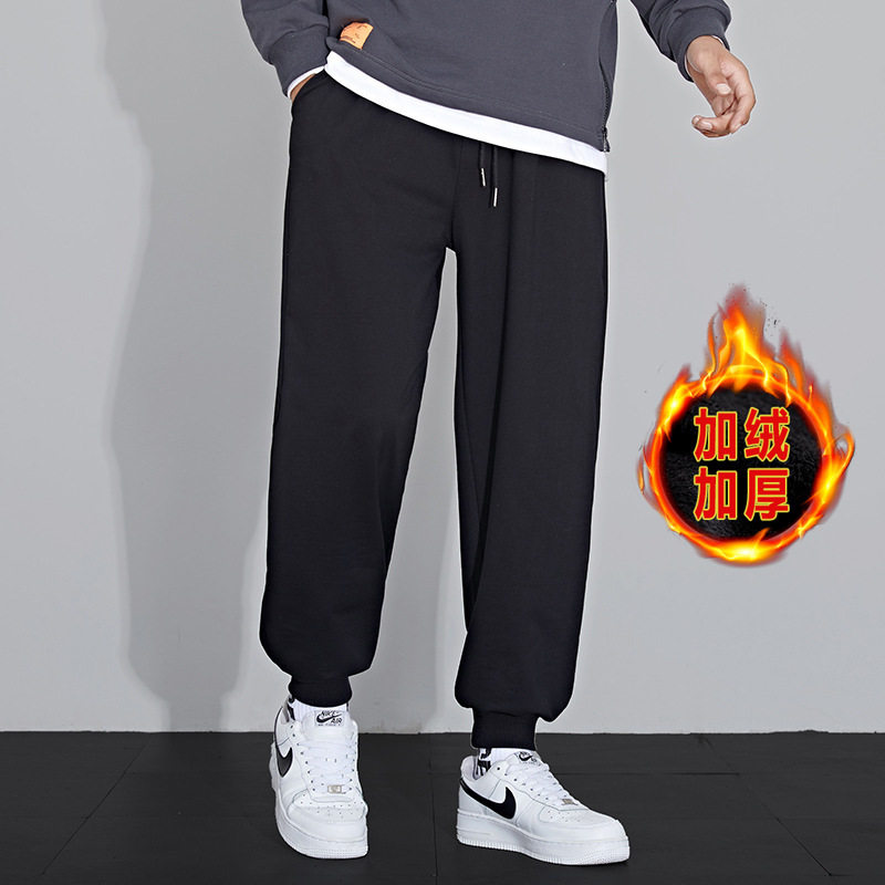 灰色运动裤子男春秋季宽松束脚哈伦裤韩版潮流卫裤加绒休闲九分裤