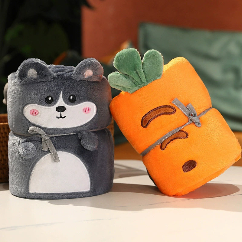 Thickened Roll Blanket Office Air Conditioner Quilt Children Cartoon Activity Small Gift Blanket Manufacturer Wholesale Flannel Three Layers