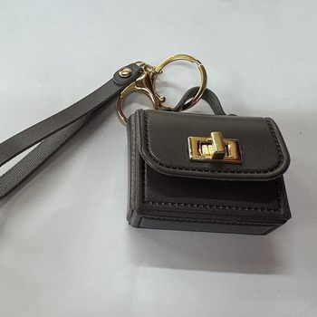 Ruiguo Leather Bright Leather Key Bag, Convenient to Carry Small Bag, Wireless Headphone Bag, Multi-Functional Coin Purse