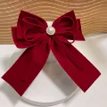 New Year red velvet bow hairpin