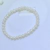 Natural Freshwater Pearl Bracelet 4.5-5mm Nearly Round, Almost Flawless Leather Cord, Not Easy to Break, Sweet and High-End for Women