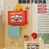 Suction Cup Chopstick Storage Box Kitchen Rack No-Drill Knife and Chopstick Holder Integrated Storage Rack with Drainage and Mold Prevention