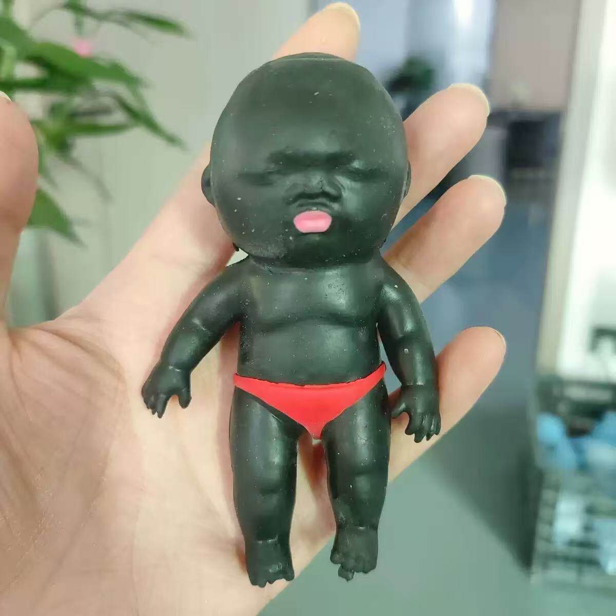 丑娃娃捏捏乐慢回弹黑人娃娃丑萌玩具拉拉乐掌心橡胶黑皮玩偶公仔